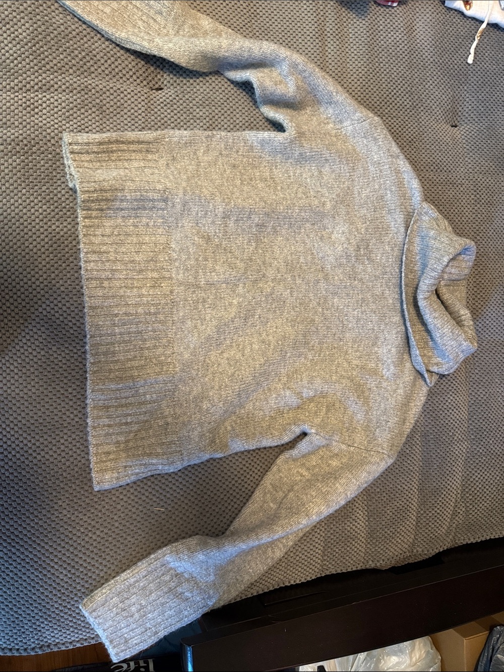 SO Light Gray Turtleneck Sweater - Ribbed Hem & Cuffs